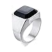Banemi Vintage Herren Ring, Edelstahl Ringe Finger Herren Dichtring Aus Schwarzem Achat Silber Herren Hochzeitsbänder Größe 57 (18.1)