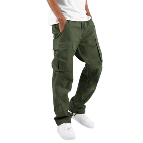 Mens Cargo Pants Drawstring Casual Hiking Pants Multi Pockets Joggers Athletic Pant Workout Outdoor Trousers