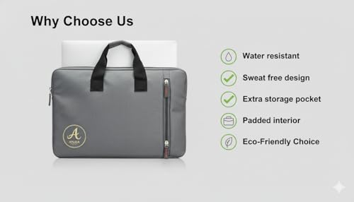 Image of 15.6 inch Laptop Sleeve with Handle - Water Resistant Case for MacBook HP Dell Lenovo (Black,Grey)