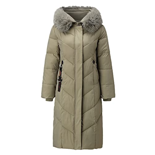 Manteau d'hiver long kaki à capuche pour vos sorties décontractées