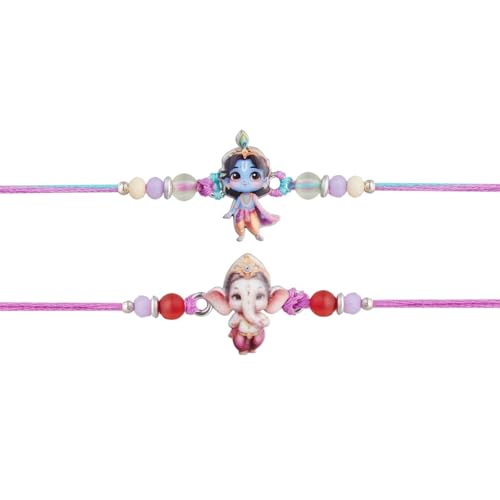 Rakhi For Brother - Set of 2 With Greeting Card For Raksha Bandhan Designer Rakhi Thread for Bhaiya - Krish Design kri022025