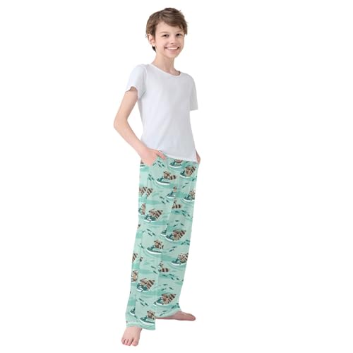 Boys' Pants Raccoon Ski Wave Long Bottoms Jogger Pants Elastic Waist Trousers with Pockets S-XL4