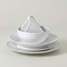 Costa Nova Ceramic Stoneware 5-Piece Place Setting Service for 1 - Friso Collection, White | Microwave & Dishwasher Safe Dinnerware Set | Food Safe Glazing | Restaurant Quality Tableware