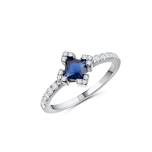 Bague saphir carré femme en argent 925 le cadeau d'anniversaire