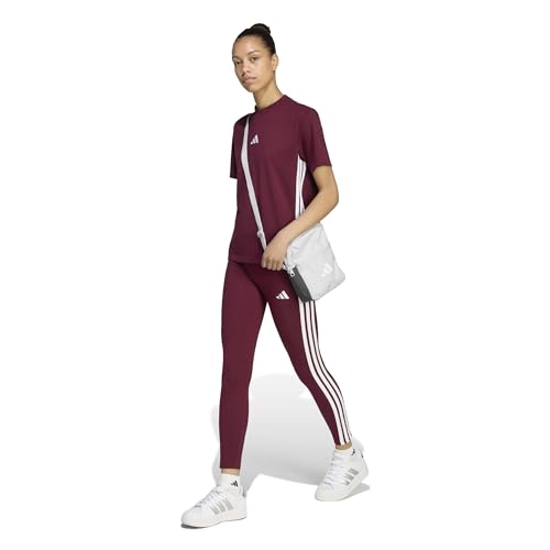 adidas Damen Essentials 3-Stripes Cotton Leggings Tights, maroon/white, L – Ansicht 6