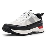 FitVille Wide Tennis Shoes for Men Pickleball Shoes Lightweight Breathable All Court Athletic Shoes with Arch Support & Wide Toe Box Pearl/Black