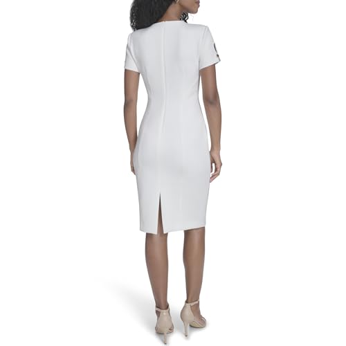 Image of Calvin Klein Short Sleeved Seamed Sheath Dress