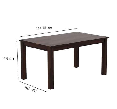 Image of AADITYA WOODS Solid Sheesham Wood Six Seater Dining Table Set with Chairs & Bench for Living Room Home Wooden 6 Seater Dining Table for Home Office Dining Room Set- Walnut & Cream