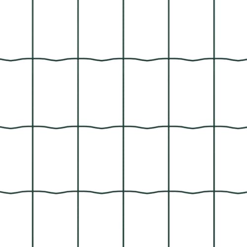 Grüner Gartenzaun mit Pfosten, 1,2 x 10 m, Stahl und PVC, robuste Drahtgeflecht-Einzäunung, ideal für Garten und Terrasse, langlebiger Sichtschutz
