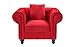 Classic Scroll Arm Large Velvet Living Room Chesterfield Accent Chair (Red)