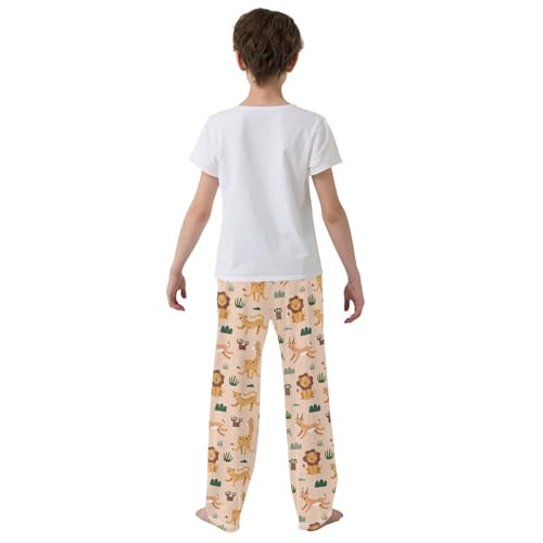Tiger Lion Giraffe Boys Long Pants Soft Trousers Elastic Waist Kids Lounge Bottoms with Pockets S-XL3