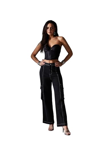 Jean à jambes larges Miss Chase noir taille 34 pour femme