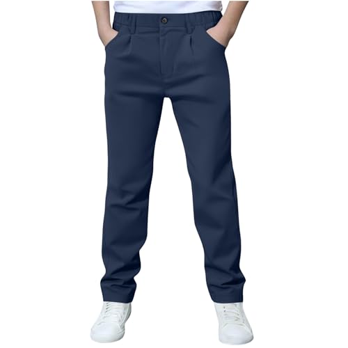 Athletic Pants Boys Cargo Casual Pockets Button Down Daily Outwear Trousers School Kids Twill Cargo Sweatpants