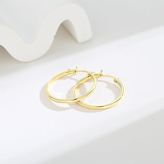 14K Gold Hoop Earrings for Women Trendy Gold Earrings for Women Polished Classic Dainty Womens Earring 2.0 Tube - Image 4