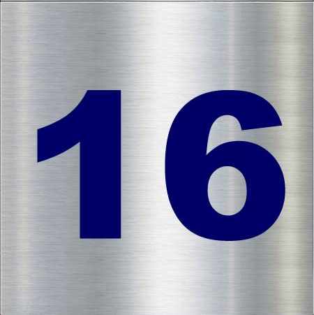 Number Plate 16 Room, Door No,Rack Numbers Warehouse, Steel Brushed Type Aluminium ACP Board with PVC Waterproof Blue Sticker | Wall Stickers-image-7