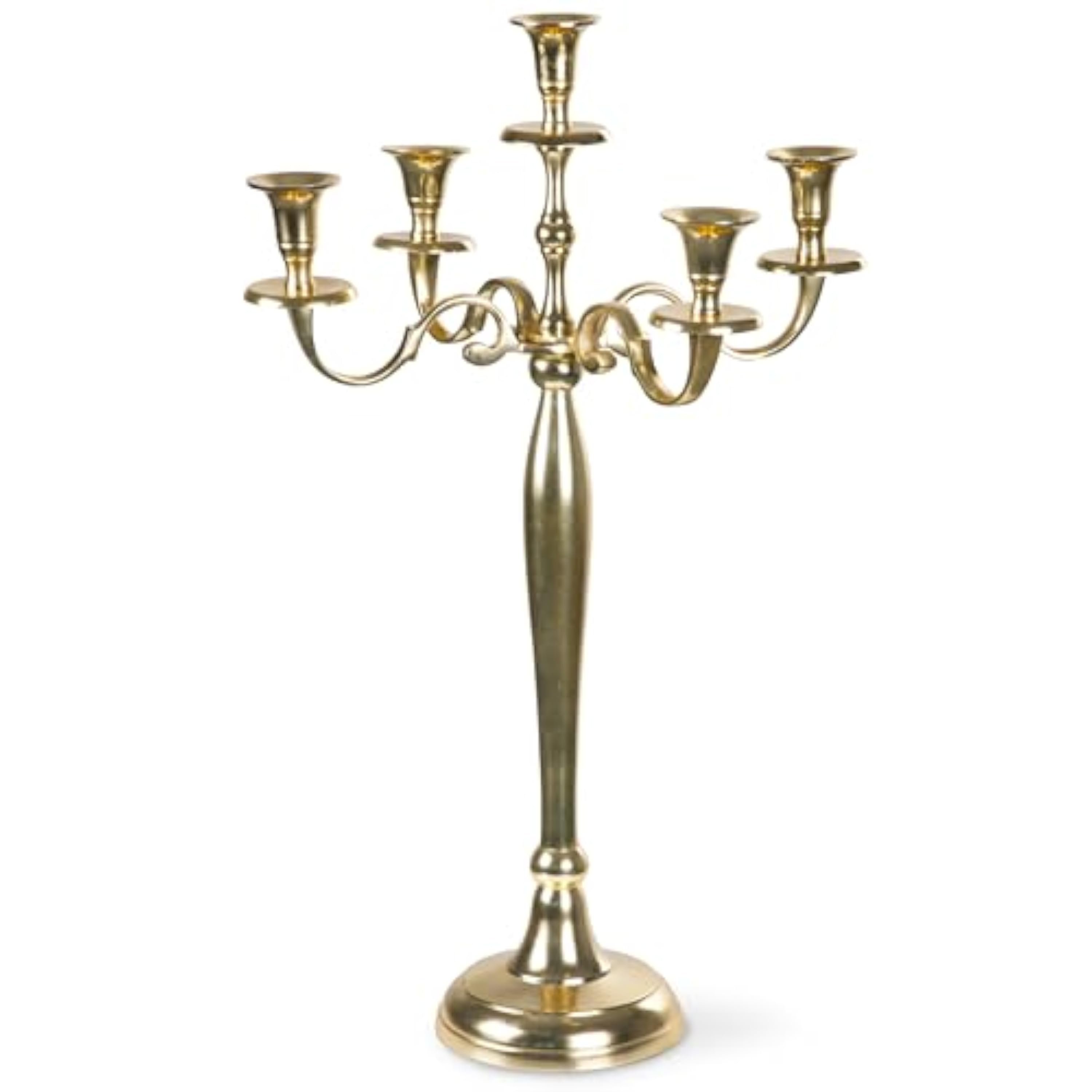 Gräfenstayn Candelabro 1, 3 o 5 Brazos - Diferentes tamaños - Candelabro en Color Plata, Negro, Blanco o Dorado (L, Dorado)