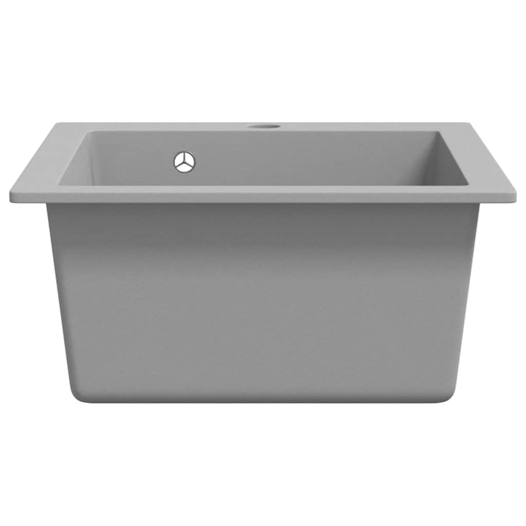 Fregadero De Cocina De Granito con Cubeta Extra Profunda, 80% Cuarzo y 20% Resina, Diseño Resistente y Compacto, kitchen sink, Fregadero Bajo Encimera, Apto Para Cocinas y Lavaderos, Gris, 425x500 mm