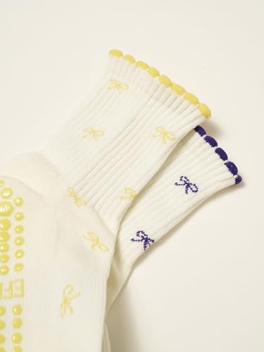 Image of Shapes Studio Half Calf Grip Socks, Cute Fruit Pilates Socks, Ruffle Socks, Non-Slip for Barre Yoga