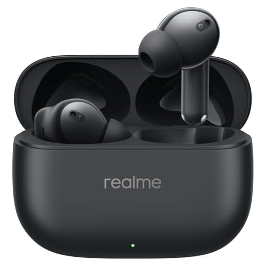 realme Cuffie Bluetooth 5.4 T310, Cuffie wireless, Cancellazione ibrida del rumore a 46 dB, Driver per bassi dinamici da 12,4 mm, 40 ore di riproduzione totale, Resistenza all'acqua IPX5, Nero