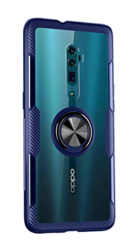 SORAKA Funda Transparente para OPPO Reno 10X Zoom con Anillo y Placa Metálica Magnética para Coche Funda OPPO Reno 5G Acrílico Transparente