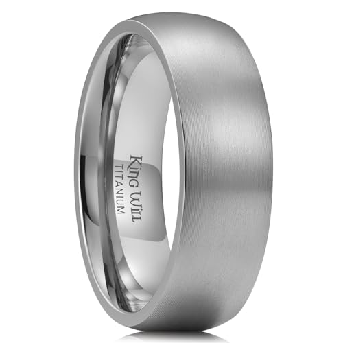 King Will Bague en Titane 7 mm Brossée/Mate Confort Ajusté, Alliance de Mariage pour Hommes et Femmes 62.2 (19.8)