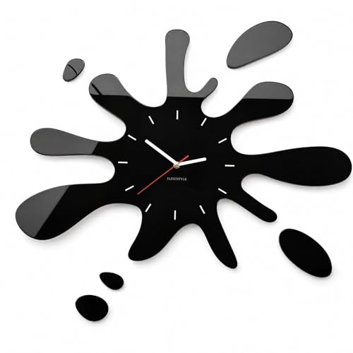 FLEXISTYLE Horloge Murale Moderne en Forme d'éclaboussure d'eau - pour Les Enfants, Salle de séjour, Chambre à Coucher - sans tic-tac