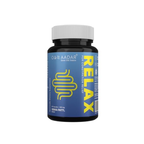 AADAR Re-LAX Constipatieverlichting, Ayurvedische spijsverteringsondersteuning en darmwellness-capsules, 60 eenheden - met Senna, Harade, Ajwain-capsules voor de spijsvertering
