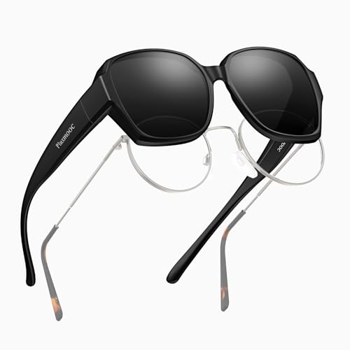 Sunglasses Over Glasses Women Men, Fit Over Prescription Eyeglasses Sun Glasses, Shades for Cover Optical Glasses Polarized UV Protection Lens Matte Black Frame
