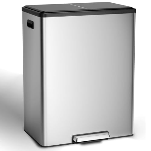 Caneca de basura doble 60L acero inoxidable con tapa soft-close