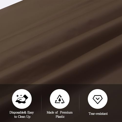 Image of tujol Brown 6 Pack Plastic Table Cloth 54 inch x 108 inch, Disposable Tablecloths Rectangle Table Cover, Plastic Tablecloths for Parties