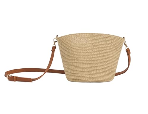 Straw Crossbody Purse for Women, Hand Woven Straw Shoulder Bag with Adjustable Strap, Trendy 2025 Beach Purses