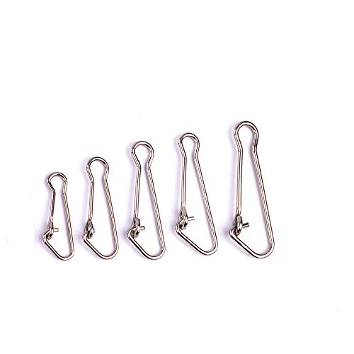 JJZS 50pcs High Strength Fishing Clips, Stainless Steel Fishing Line Clips, Speed Fishing Snaps,Saltwater Fishing Lures Clips, Power Slide Lures Fishing Quick Slips Clips Fishing Tackle 26lb to 220LB