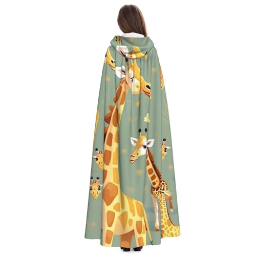 Cape à capuche imprimé girafes sauvages style médiéval tissu fluide