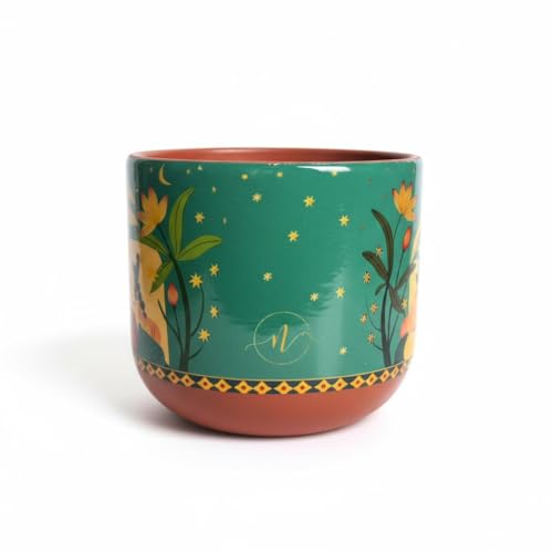 Image of Terracotta Planter - Premium Glass Coated Peacock Design Planters for Home Decor | Artistic Flower Pots for Garden & Indoor Plant Pot (Teal, Medium)