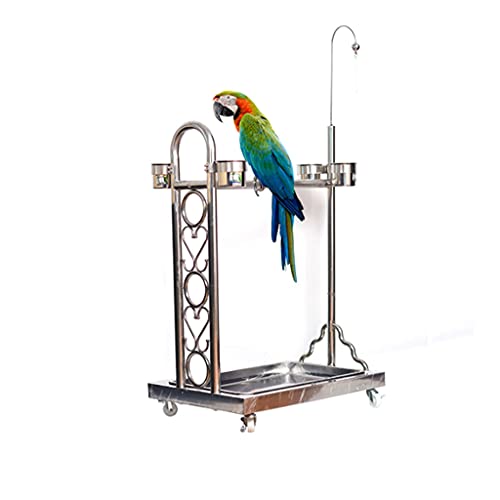 Gabbia per uccelli in acciaio inox, supporto per pappagalli, accessori per uccelli, supporto telescopico per pappagalli, adatto per uccelli di grandi e medie dimensioni, ara, canarino, uccello dell'a