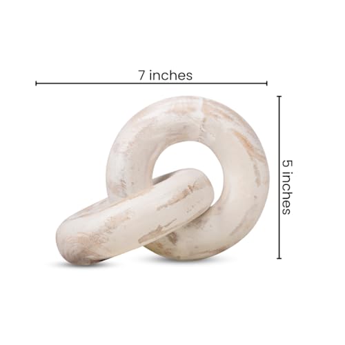 Nudo decorativo de madera 7x5.2x2.5 in blanco lavado miniatura 5