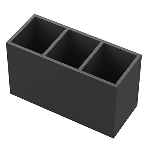 Image of NIUBEE Acrylic Pen Holder 3 Compartments, Black Pencil Organizer Cup for Countertop Desk Accessory Storage