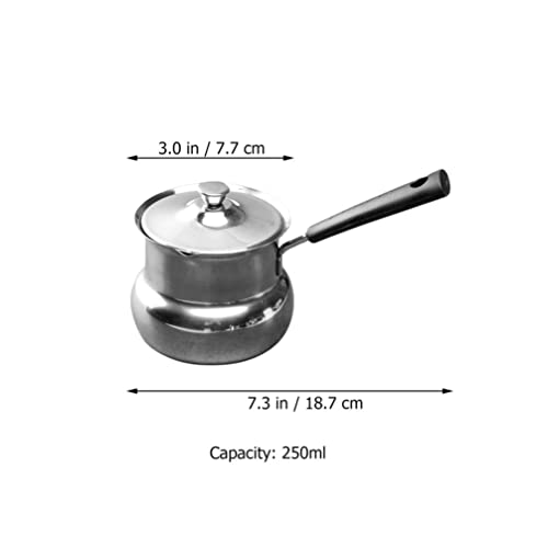 ANSNOW Stainless Steel Hot Milk Cup Espresso Steaming Pitcher Mini Saucepan Butter Warmer Milk Cream Pitcher Creamer Pot Basting Pot Non-Stick Frying Pan Milk Pots Steamer Child Italian - Image 3