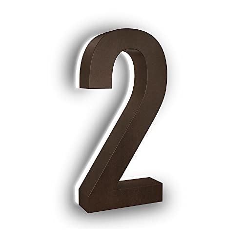 LUMANUMBERS 5 Inches Steel Backlit LED Floating Address Number, Up-Scale Modern Look, Lighted House Numbers, 2, Bronze, Illuminated House Numbers