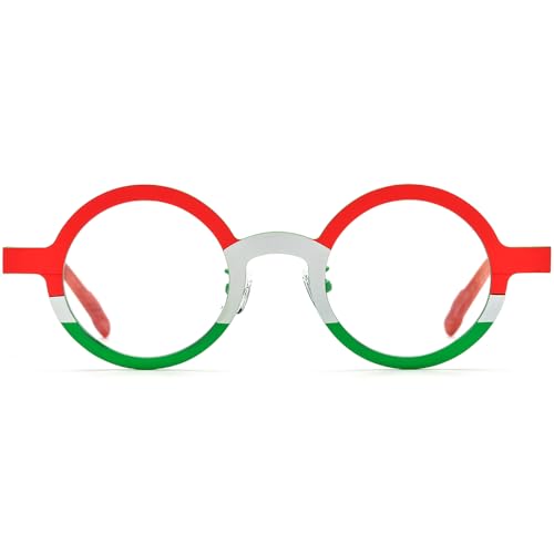 Image of FONEX Colorful Pure Titanium Glasses Frame Women Retro Round Eyeglasses