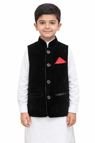 Image of T+D Ethinic Wear Velvet Western Style Sleeveless Half Blazer Fancy Coat Jacket For Kids Boys