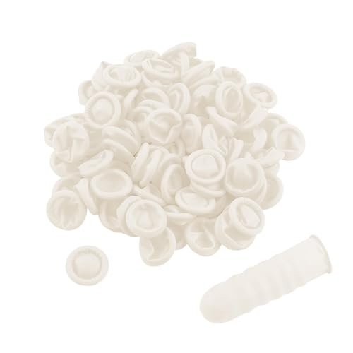 200 Pcs Finger Cots Disposable Latex Finger Protectors Anti-Static Fingers Covers Waterproof Fingers Caps for Injured Cracked Keeping Dressing Dry and Clean Sports Adults Kids(White)