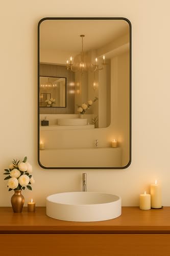 Image of Frameless Rectangular Wall Mirror 12x18 - Perfect for Contemporary Bathrooms or Minimalist Interiors - Clear Reflection, Easy to Hang, and Lightweight for Versatile Use