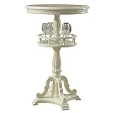 ZKBDBWTR Mesa Alta, Mesa de Centro, Mesa de Bar de Madera Maciza, Mesa de Mostrador Tallada Americana, con Botellero, Mesa de Comedor de Madera Maciza