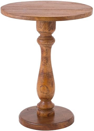 CLP Beistelltisch rund Adamsville, massiver Mindi-Holztisch, handgefertigter Couchtisch für Wohnzimmer und Esszimmer, Farbe:braun