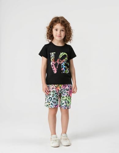 Image of Kid Toddler Girl Butterfly Printed Short Sleeve T-Shirt + Waist Shorts Set 2PC Clothing For Summer