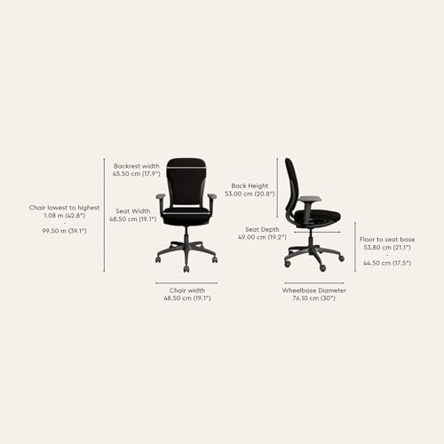 Image of Interio by Godrej Chair, Motion High Back Knitted Fabric Ergonomic Office Chair (Black Ink - Grey Body), 1-Year Warranty, Adjustable Armrest