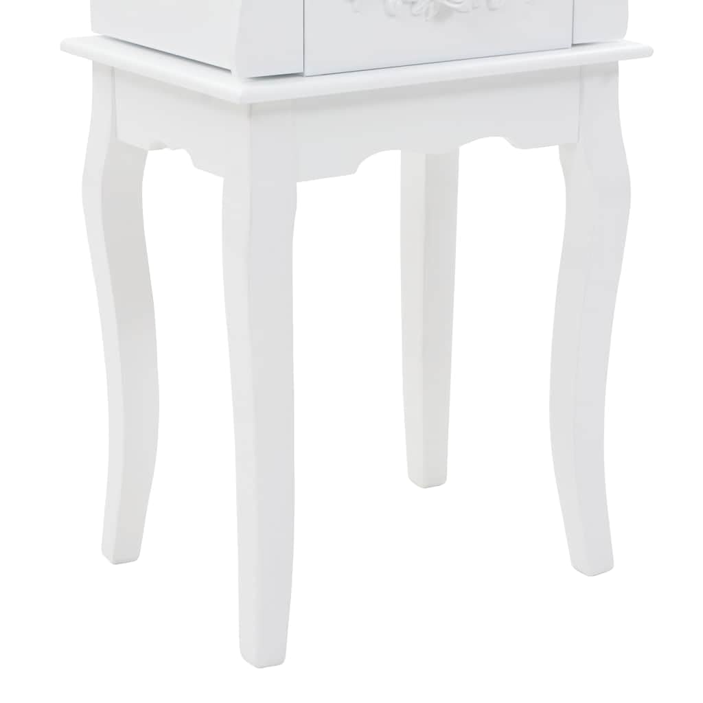 Générique Armadio per gioielli su gambe Bianco MDF | Quattro Piedi In Legno Di Pino, Facile Da Montare, Per Orecchini E Collane
