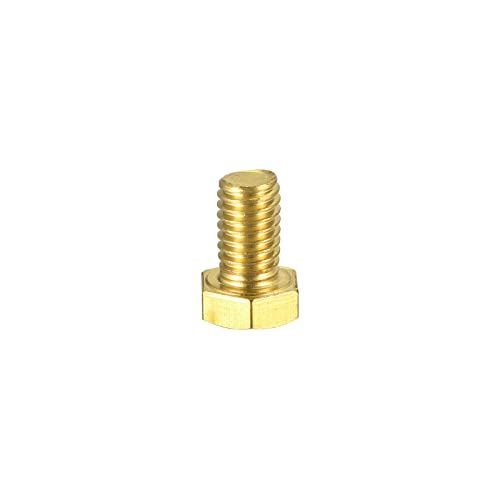 Image of uxcell Brass Hex Bolts, 3 /8-16x5 /8 1pcs Fully Thread Grade 4.8 Solid Brass Hexagon Head Bolt Machine Screws for Machinery