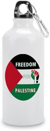 Guangpat Palestine Flag Stainless Steel Water Bottles Freedom for Palestine Portable Leakproof Cycling Water Bottle with Carabiner Clip & Sport Top Tumbler for Sports Gym Traveling Camping 20 OZ